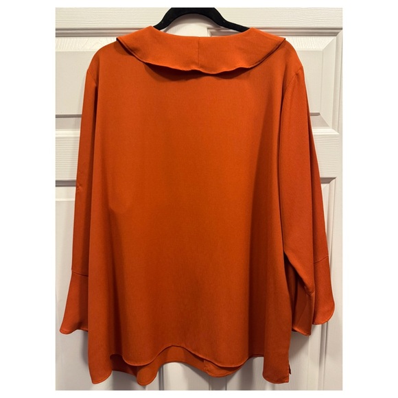 Investments 🫐 Women’s Plus Size Size Burnt Orange Ruffle Blouse 2X - Picture 7 of 8